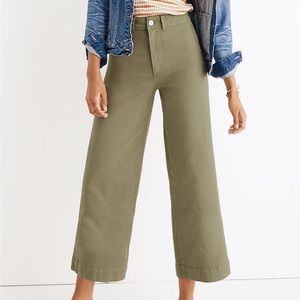 Madewell Emmett Wide-Leg Plus Sized British Surplus Green Cropped Pants